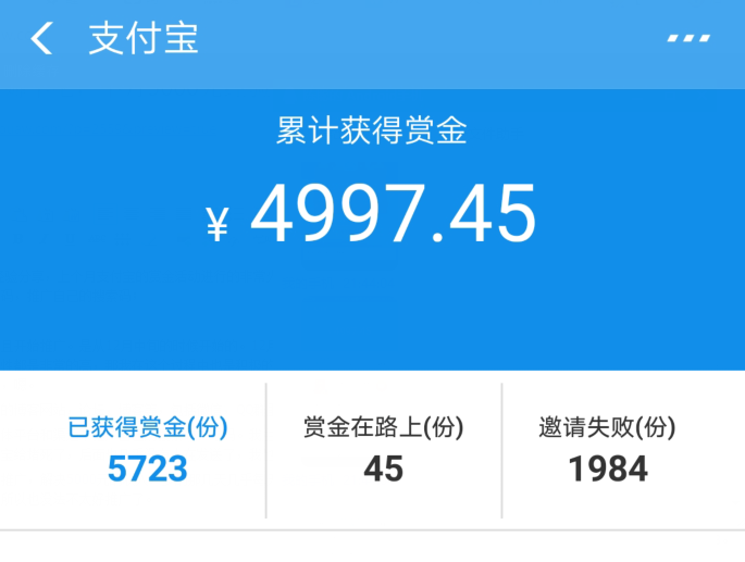 支付宝赏金活动薅羊毛半月5000元经验分享