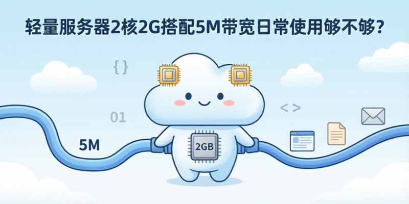 轻量服务器2核2G搭配5M带宽日常使用够不够?
