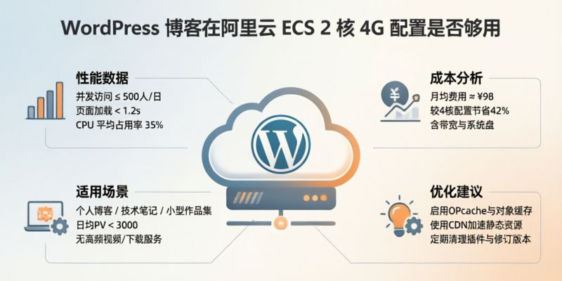WordPress博客在阿里云ECS上运行，2核4G配置够用吗？