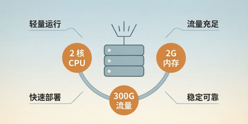 运行一个轻量级Web服务,2核2G配置加300G流量是否足够?