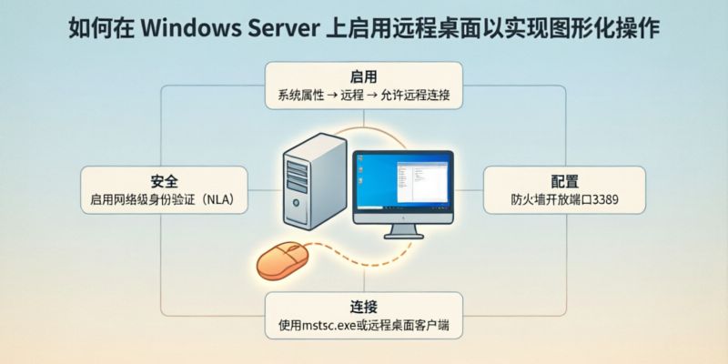 如何在Windows Server上启用远程桌面以实现图形化操作?