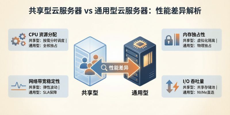 共享型云服务器和通用型在性能上有哪些主要区别?
