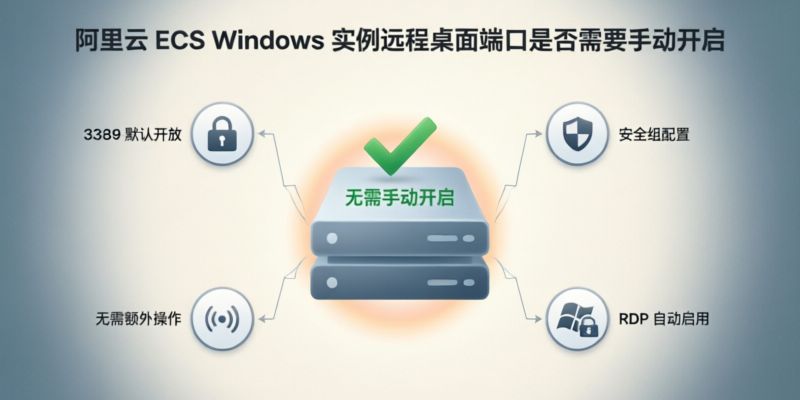阿里云ECS Windows实例的远程桌面端口是否需要手动开启?